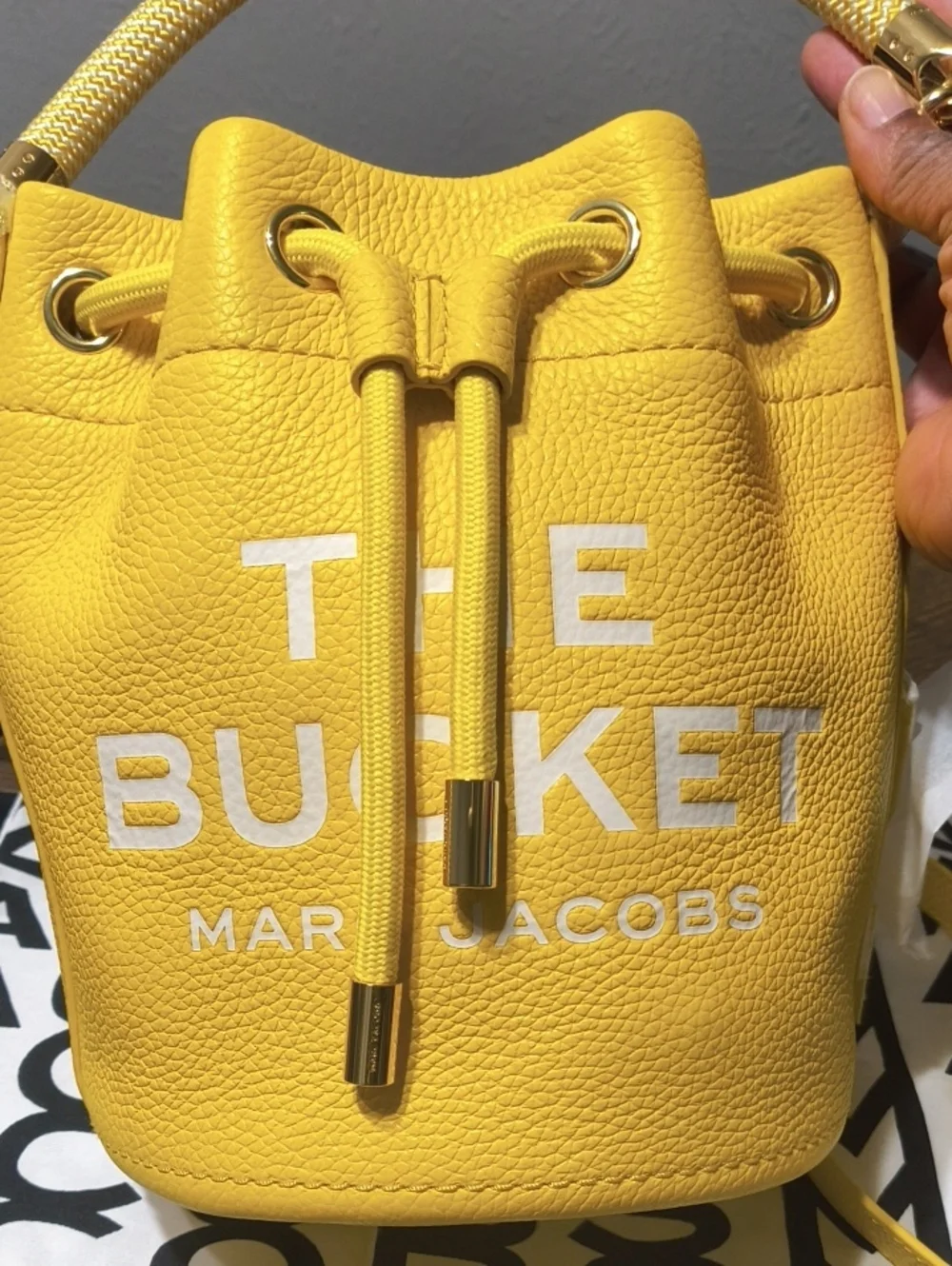 Marc Jacobs 💛 Yellow Sun Leather Drawstring Bucket Bag New And Authentic